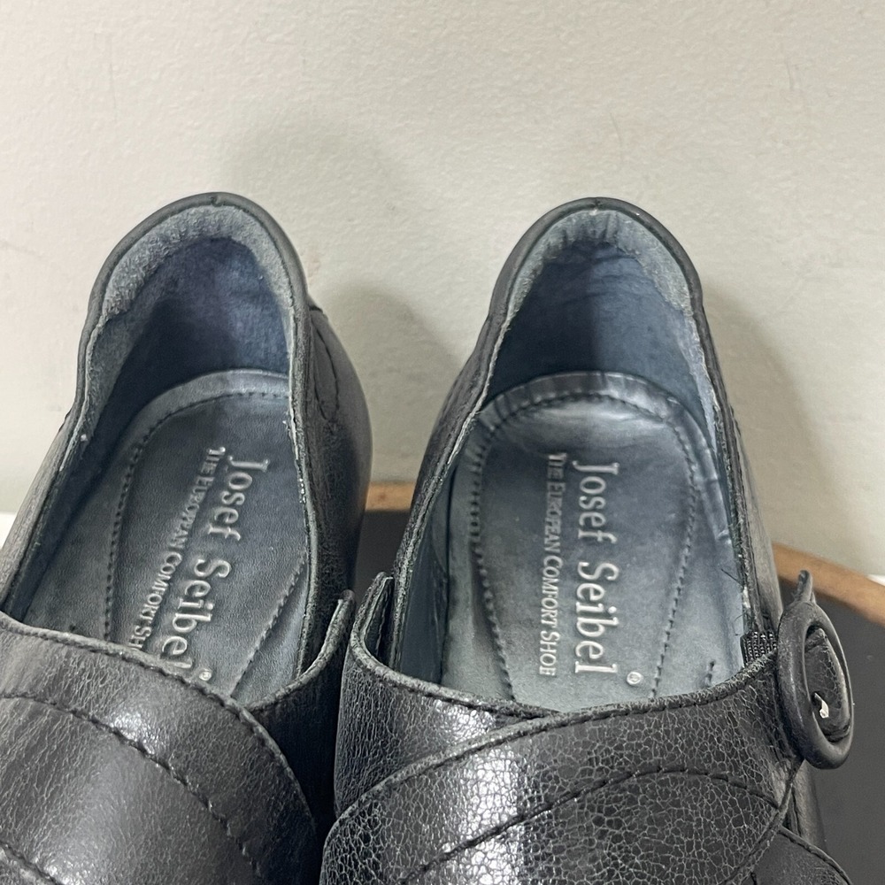 Josef Seibel Mary Jane Shoes Women 38 Leather Crisscross Black Low Heel Workwear - Picture 4 of 16